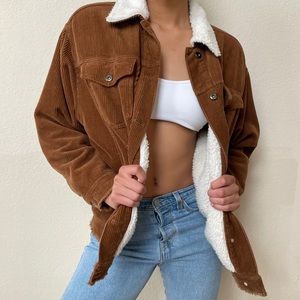 Zara Tan Corduroy Fleece lined Jacket